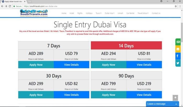 Truy cập vào trang website chính thức của Đại sứ quán để visa Dubai online.