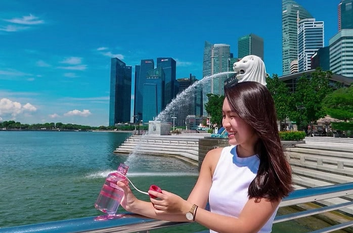 Những cách chụp hình đẹp ở Singapore tại công viên sư tử biển Merlion Park