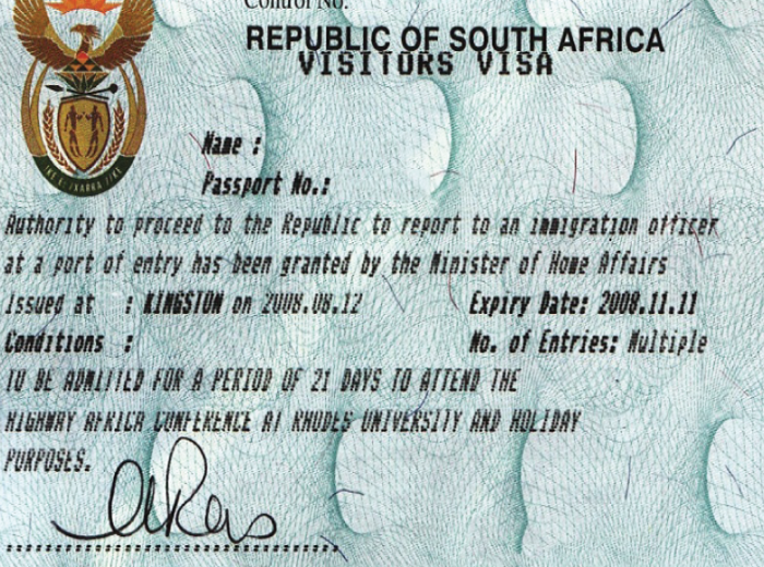 Visa cho du khách được cấp bởi Đại sứ quán Nam Phi - Thủ tục xin visa Nam Phi