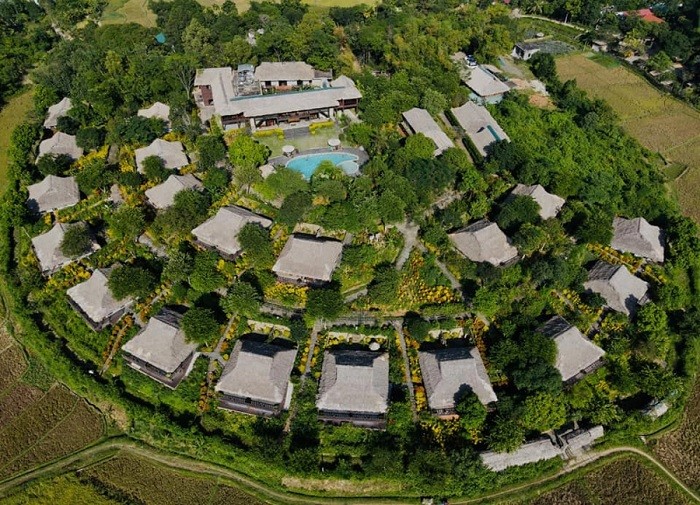 Khách sạn đẹp ở Hòa Bình - Mai Châu Ecolodge Resort nhìn từ trên cao