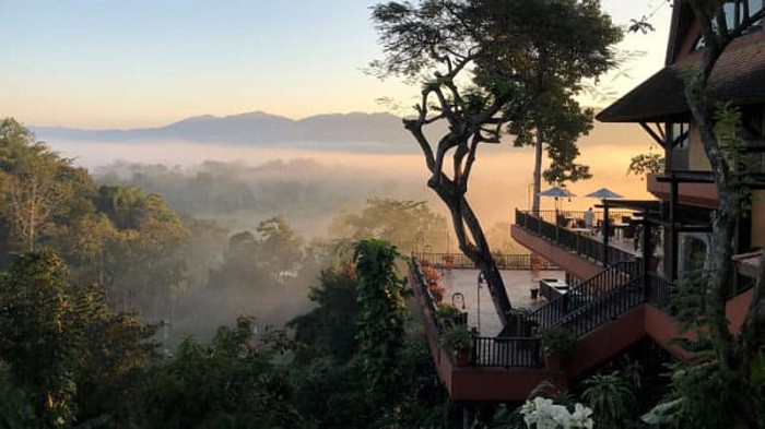 View từ ban công Khu nghỉ dưỡng và cắm trại Tam giác Vàng Anantara - nhà bong bóng Thái Lan