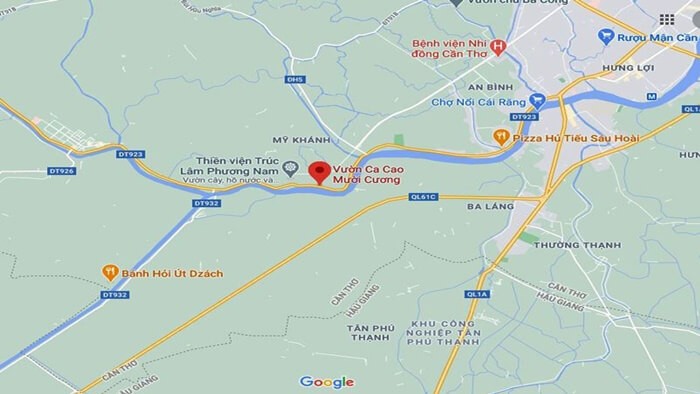 Bản đồ đền vườn ca cao Mười Cương Cần Thơ