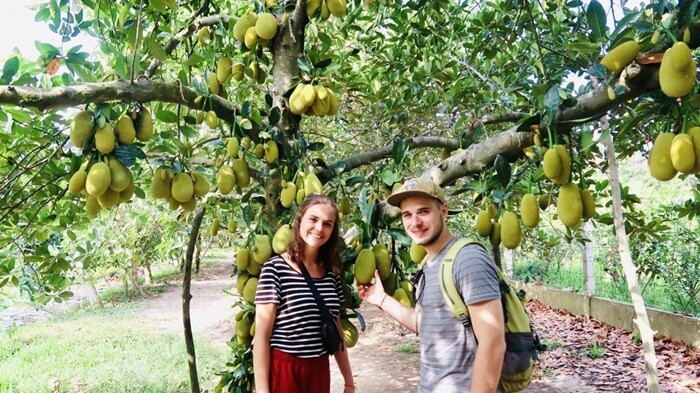 Vườn trái cây Ba Cống - chụp hình bên mít tố nữ