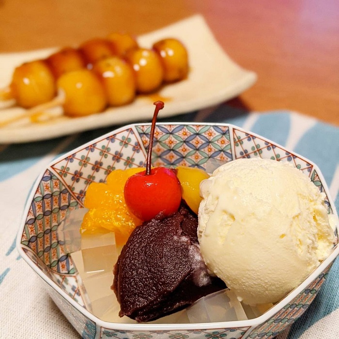 bánh ngọt truyền thống Nhật Bản - món Anmitsu