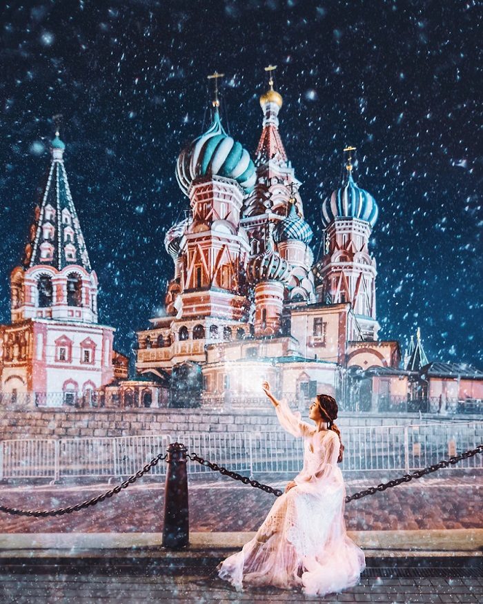 quảng trường đỏ điểm chụp ảnh mùa đông đẹp ở Nga