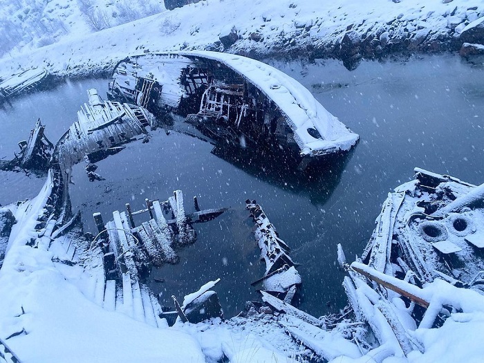 Những con tàu đắm ở làng Teriberka ở thành phố Murmansk 