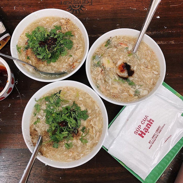 Quán ăn vặt ngon ở Sài Gòn  - súp cua Hạnh thực đơn