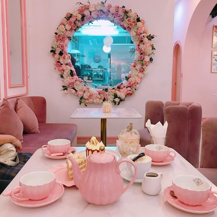 Baked by Julie is a beautiful pink afternoon tea shop in Hanoi
