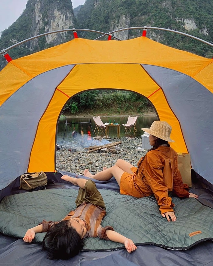 cắm trại sông Bôi Hòa Bình - điểm thư giãn