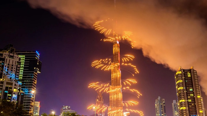 Burj Khalifa là một trong những địa điểm ngắm pháo hoa đẹp nhất ở châu Á vô cùng ấn tượng