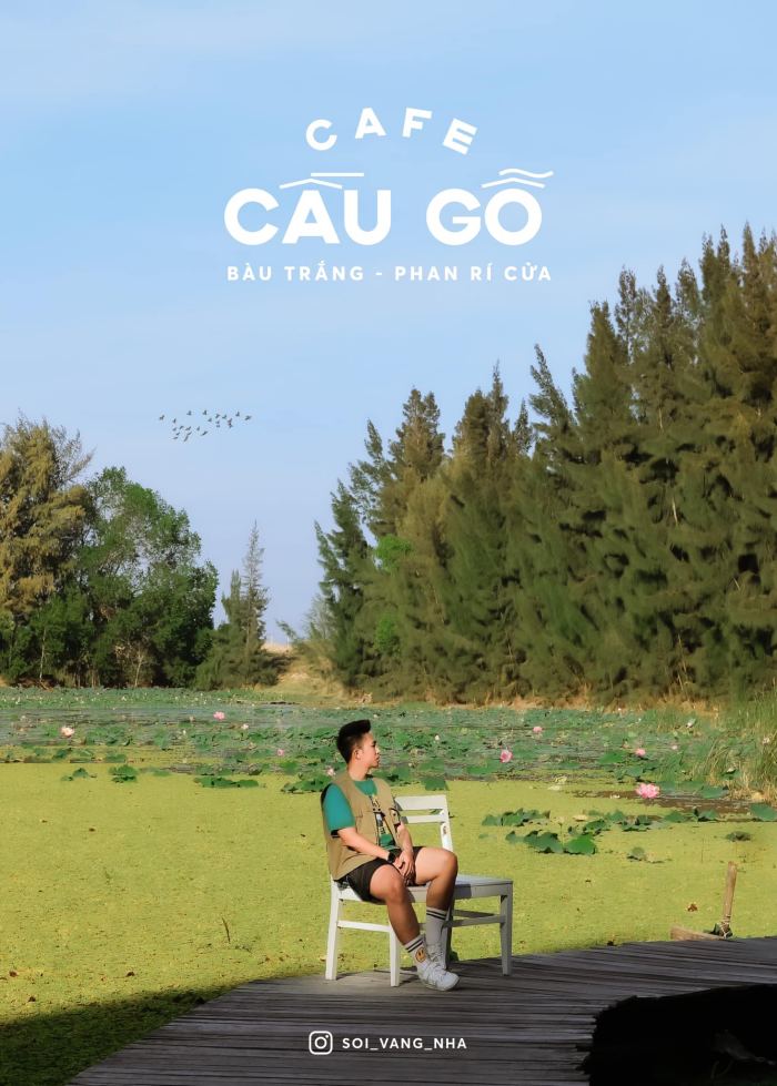 quán cafe sống ảo ở Bàu Trắng Cầu gỗ 