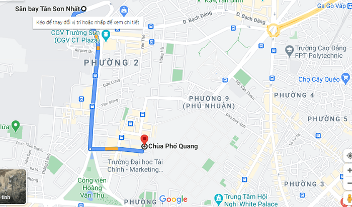 chùa Phổ Quang Tân Bình - cách di chuyển