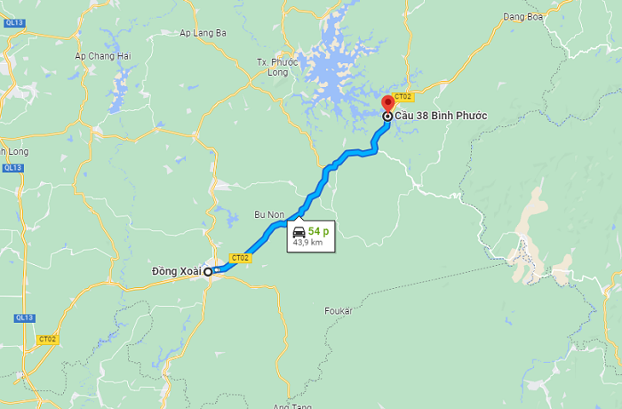cách di chuyển tới cầu 38 Bình Phước 