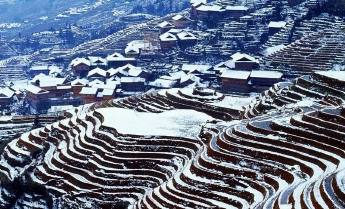 Ruộng bậc thang Longji Trung Quốc mùa đông