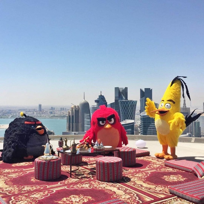 Mô hình trà chiều của các nhân vật trong Angry Birds - Công viên Angry Birds Qatar