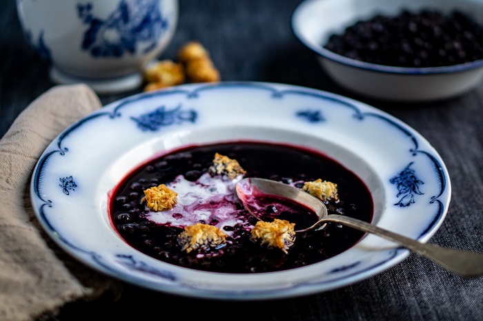 Súp việt quất Blåbärssoppa món ăn Scandinavi
