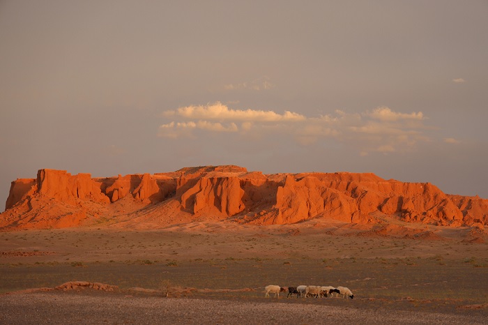Vách đá rực lửa sa mạc Gobi