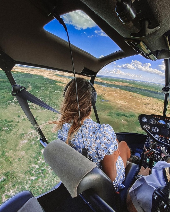 Ngắm nhìn đồng bằng từ trên cao bằng trực thăng Đồng bằng Okavango