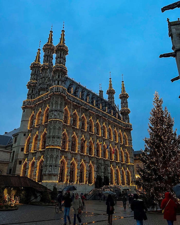 Tòa thị chính Leuven  là công trình gothic nổi tiếng thế giới có kiến trúc công phu tinh xảo 