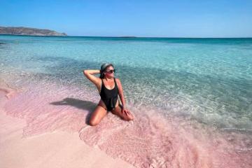 'Ngây ngất' trước sắc hồng ngọt ngào ở bãi biển Elafonisi Hy Lạp