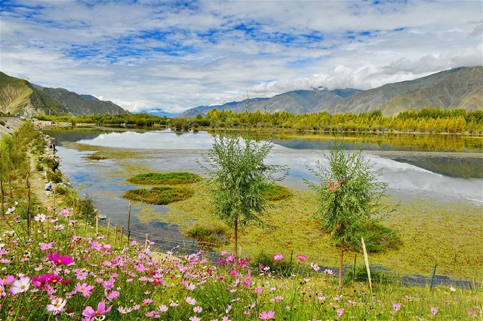 Vẻ đẹp đầy quyến rũ của hồ Kim Sắc khi vào thu