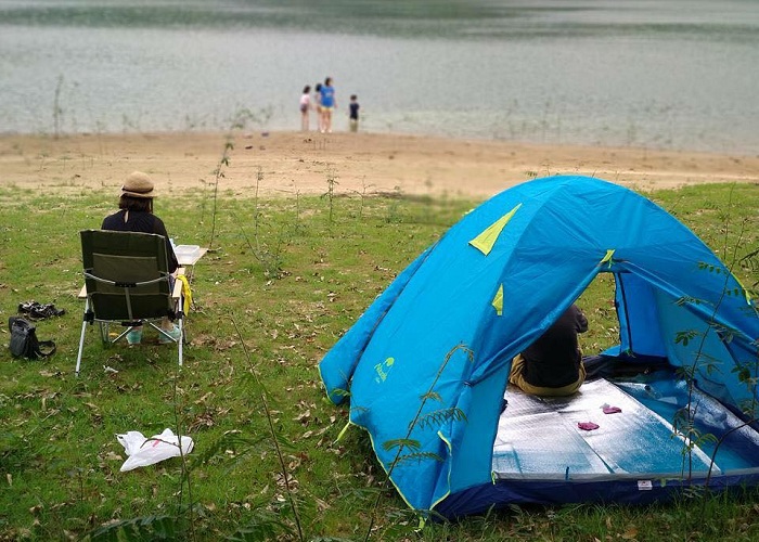 địa điểm cắm trại ở Vĩnh Phúc - Hồ Vân Trục