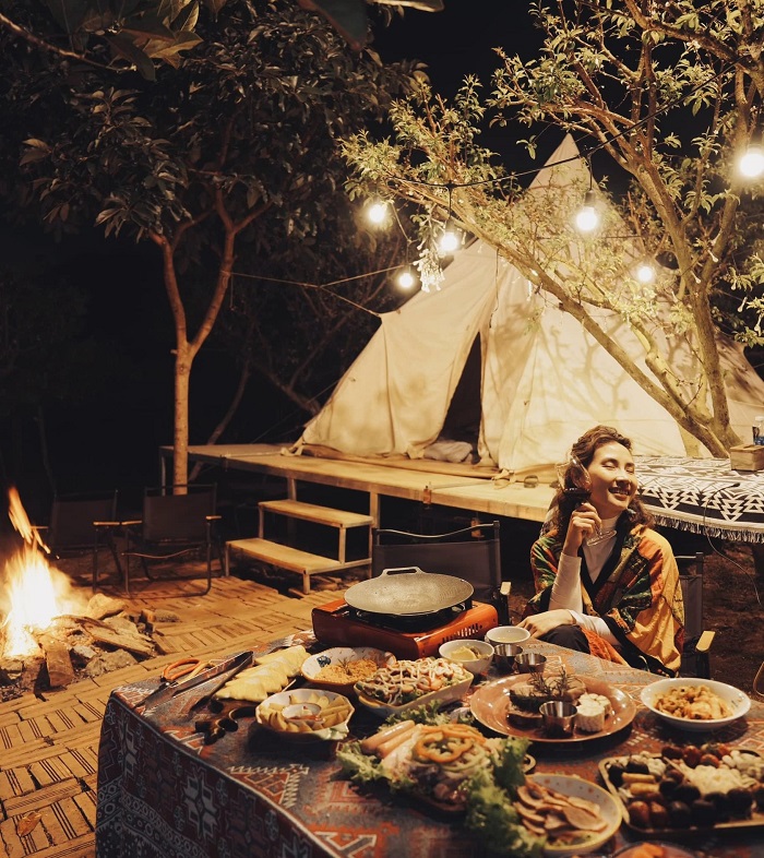 Khu cắm trại Moc Chau Campfire có phục vụ ăn uống