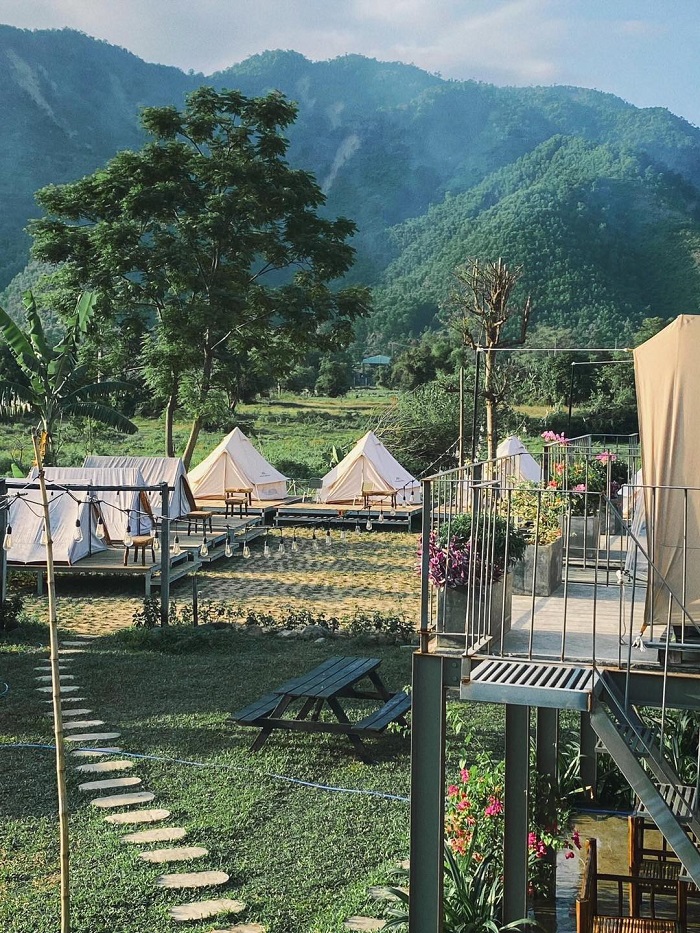 Cu Đê Camping là khu cắm trại view sông ở Việt Nam có nhiều tiện nghi 