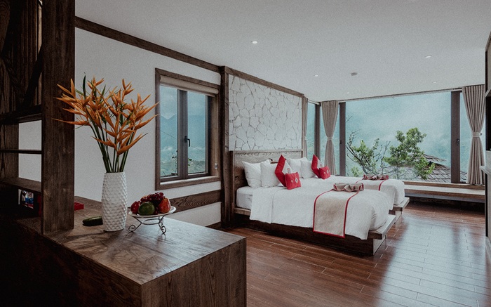 Phòng nghỉ được thiết kế hiện đại, sở hữu tầm nhìn ngoạn mục - Ảnh: Cat Cat Hills Resort & Spa