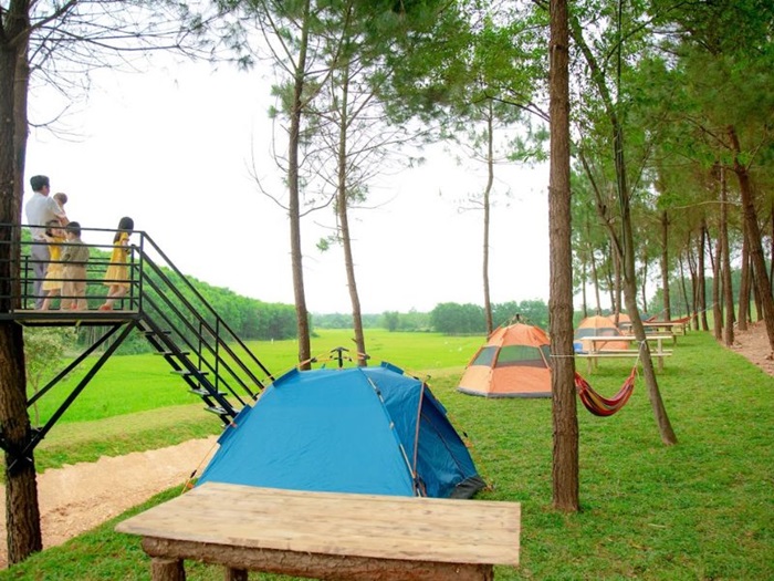 Đốt lửa trại, cắm trại là hoạt động nhất định phải thử khi đến đồi Mây Đắng