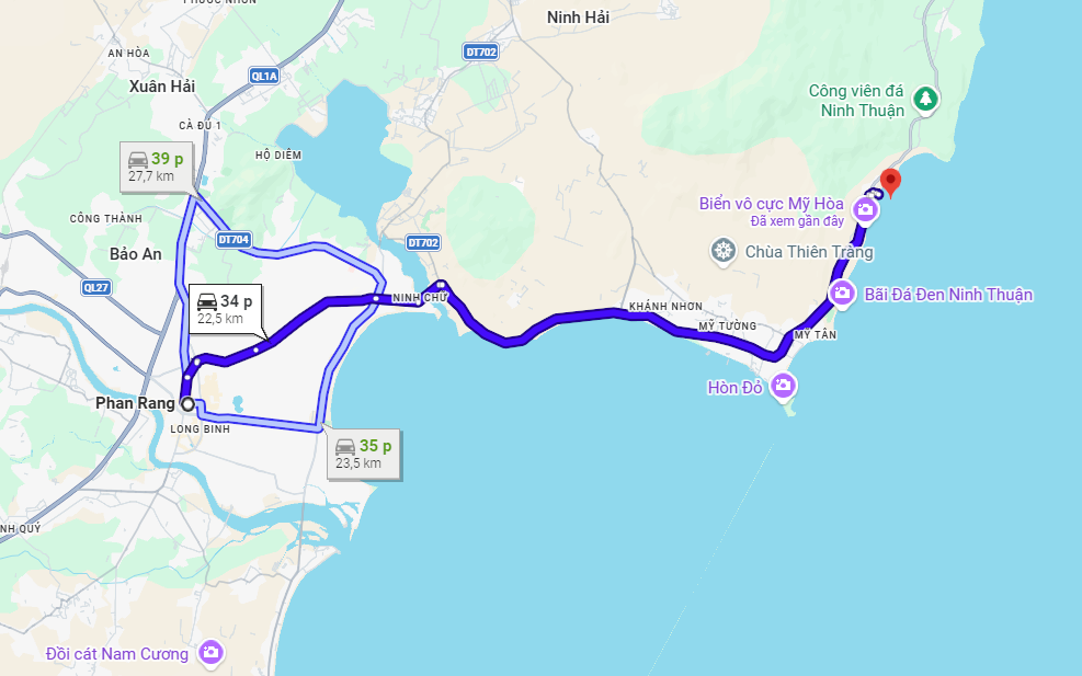 Biển vô cực Mỹ Hòa Ninh Thuận - cách di chuyển