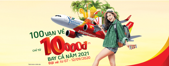 Đi khắp Việt Nam với trăm vạn vé máy bay Vietjet từ 10,000VNĐ