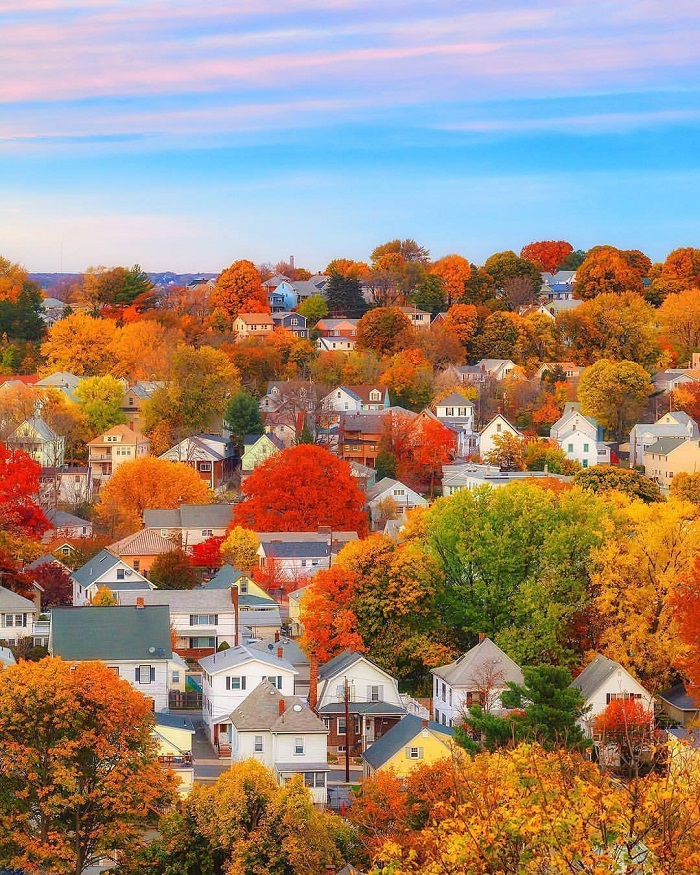 khung cảnh mùa thu nước Mỹ ở Boston