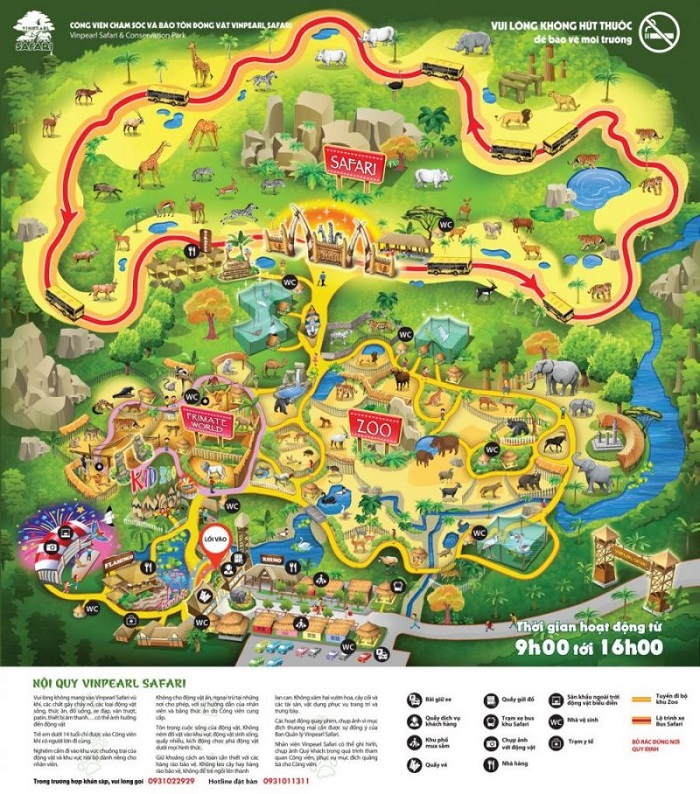 Vườn thú Safari Phú Quốc - bản đồ tham quan