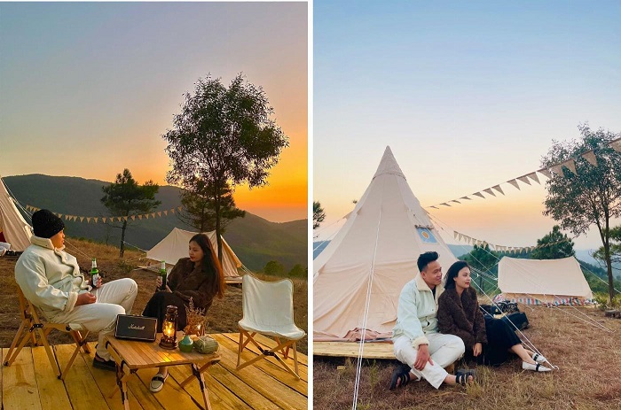 Phuong Hoang Uong Bi Hill - set up a camping tent