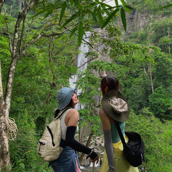 Trekking during the day at Da Lat 7-storey waterfall