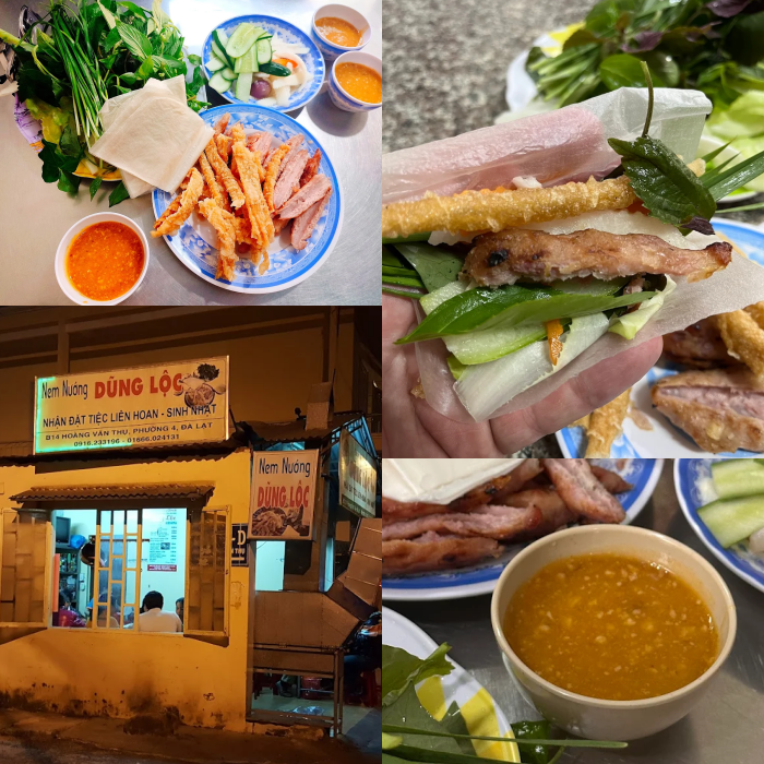 quán nem nướng ngon ở Đà Lạt Dũng Lộc