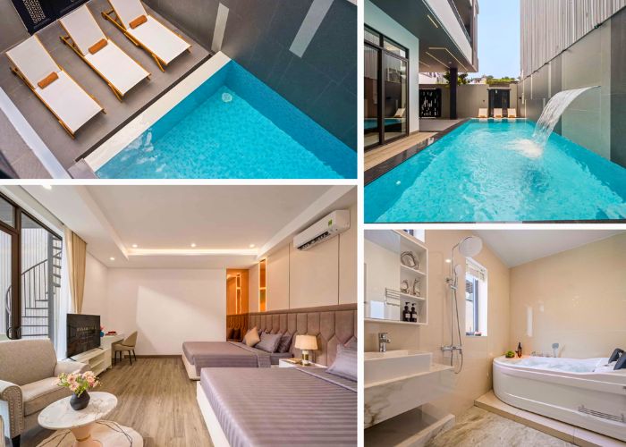 Không gian phòng tắm rộng rãi tại Hanami Villa Đà Nẵng