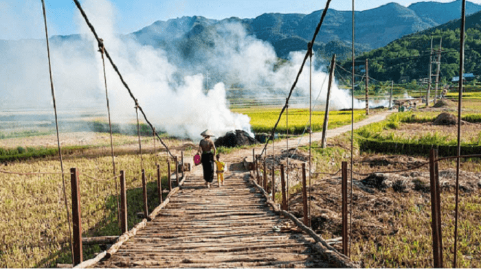 Khung cảnh bình yên tại làng văn hóa Ngòi Tu Yên Bái 