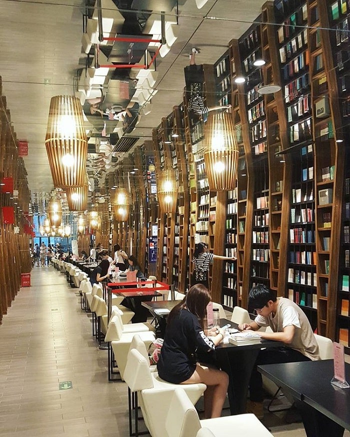 đèn tựa đom đóm - kiến trúc nhà sách Chung Thư Các ở Hàng Châu