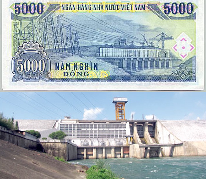 Thủy điện Trị An - địa danh in trên đồng tiền Việt Nam 5000đ