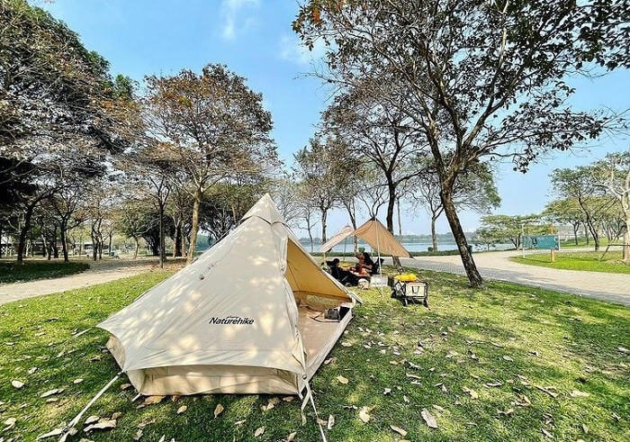 cắm trại - hoạt động dã ngoại công viên Yên Sở thú vị