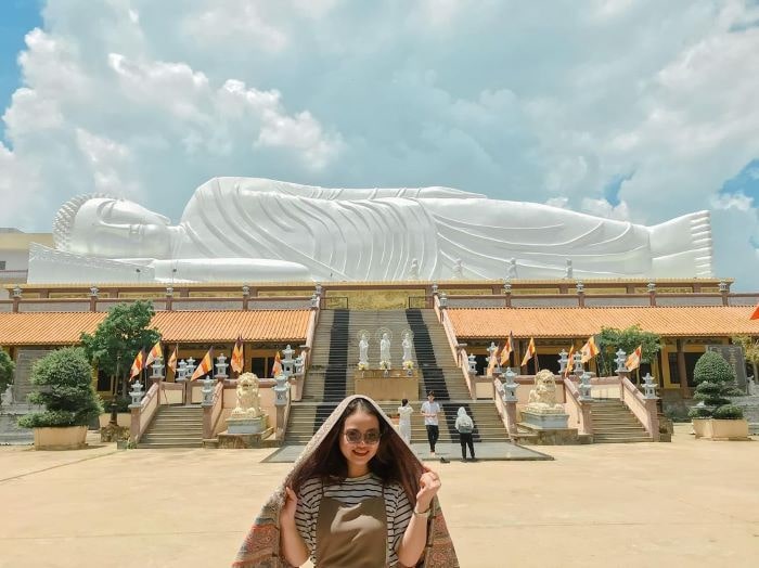 The longest reclining Buddha statue in Asia at Hoi Khanh Pagoda, Binh Duong