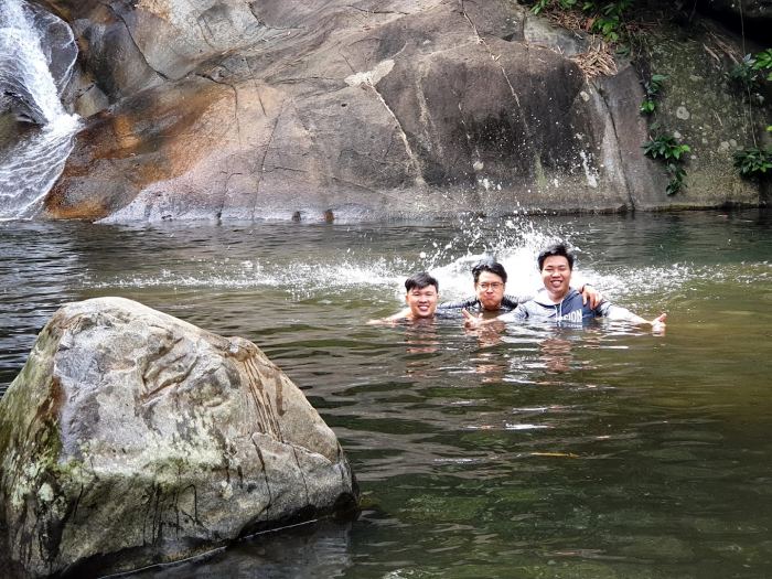 Bathing in Dak Nong Granite waterfall