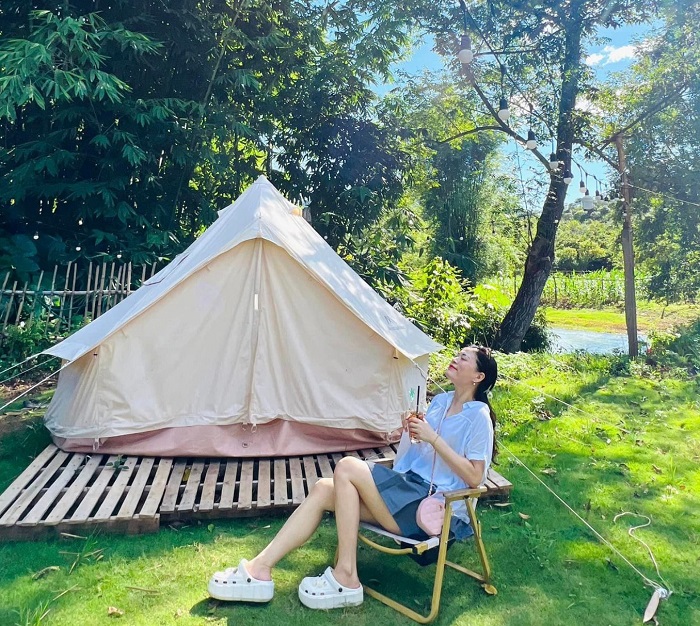 Sunny Camping Mộc Châu có nhiều lều trại xinh xắn