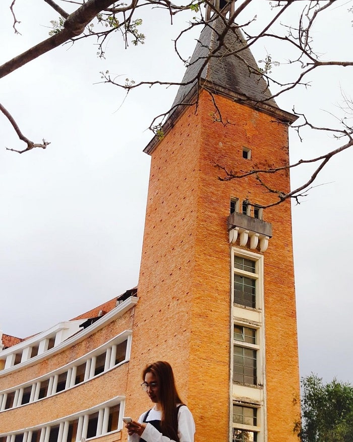 Dalat College of Education - the ancient color of the bell tower