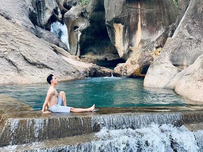 Tourist destination Ba Ho waterfall in Ninh Thuan