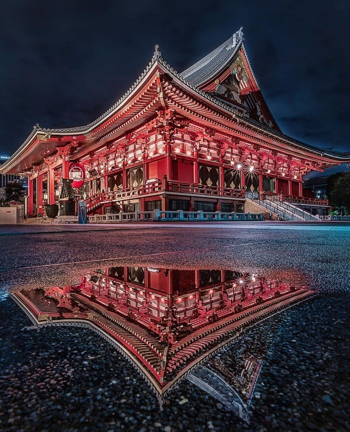 tham quan chùa Sensoji nổi tiếng với cảnh đẹp về đêm