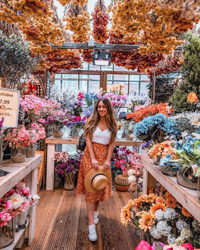 Chợ hoa nổi Bloemenmarkt địa điểm du lịch Amsterdam