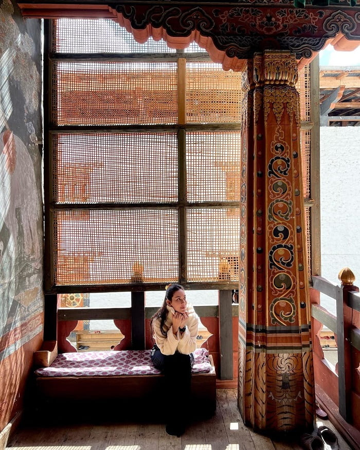 Hoa văn trang trí bên trong pháo đài Simtokha Dzong Bhutan 